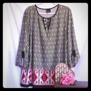 New Directions Plus Size Print Knit Top Size 3X.